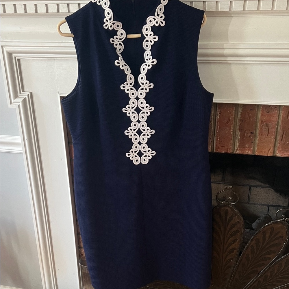 Jessica Howard Navy Mini Dress with White Embroidered Placket - Picture 2 of 8